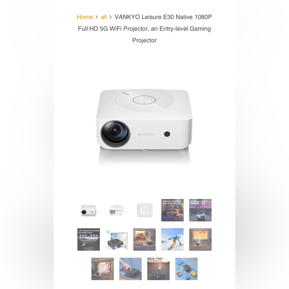 Vankyo Leisure E30T 1080 Full HD Video Projector
